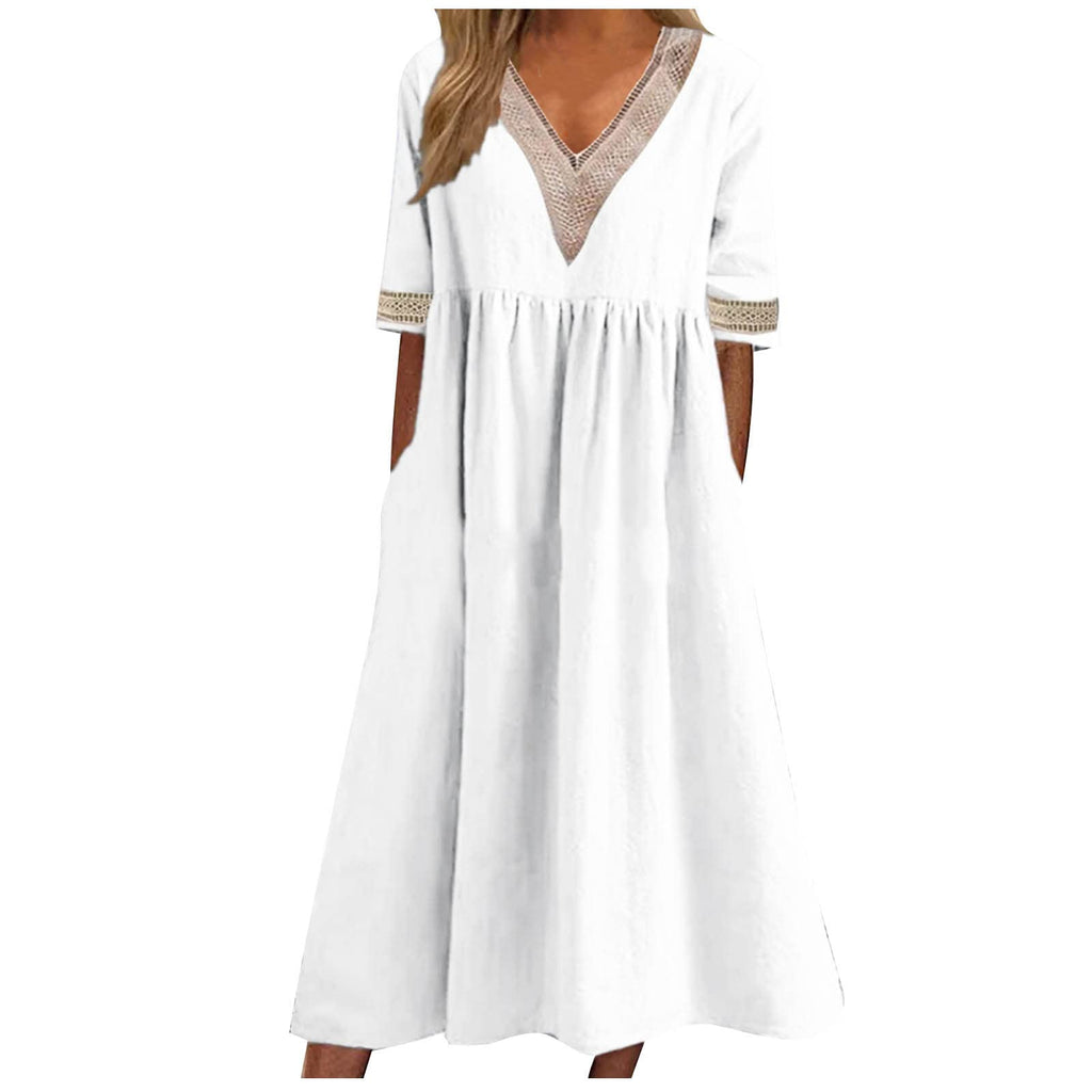 Wedding Guest Dresses Ladies Dresses Sexy V Neck Wrap Dress Pleated Maxi Cocktail Dress Loose Fit Round Tank Dress Boho Maxi Dress Black Dresser Slip Shorts for Under Dresses Knot Front Floral Dress