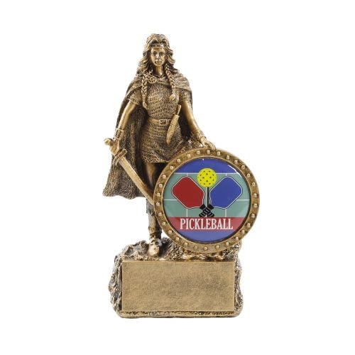 Female Warrior Pickleball Trophy - 6.75 Inch Tall | Engraved Warrior Woman Award - Customize (Pickleball)