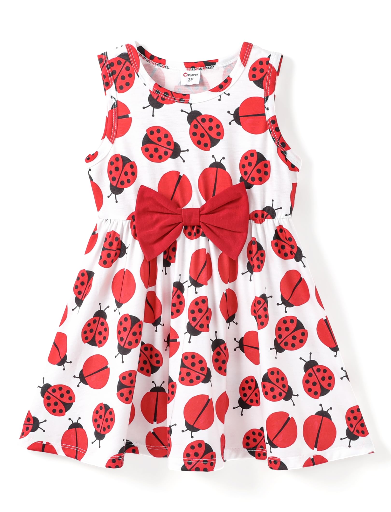 PATPAT Toddler Girl Dress Sleeveless Bowknot Girls Summer Dresses Print Casual Sundress 4-5 Years