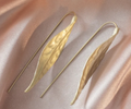 18K Gold-Plated Long Leaf Earrings for Evening Dresses (Pair)