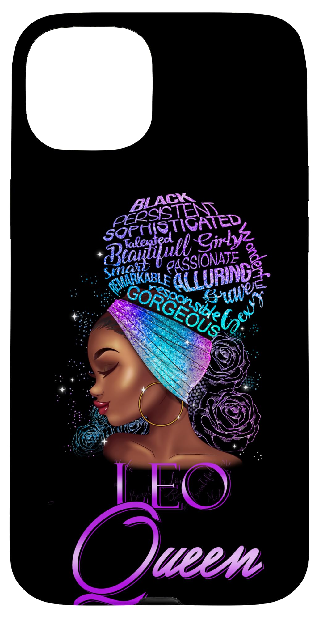 iPhone 15 Plus Purple Leo Queen African American Woman July August Birthday Case