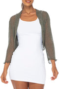 Back From Bali Womens Sheer Shrug Cropped Bolero Jacket Lightweight Knit Cardigan Sweater for Dresses Olive