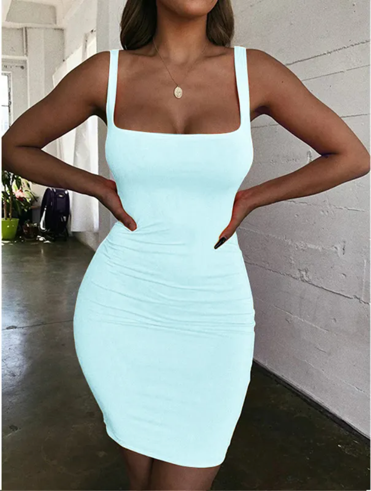 Sexy Solid Color Bodycon Vest Dress