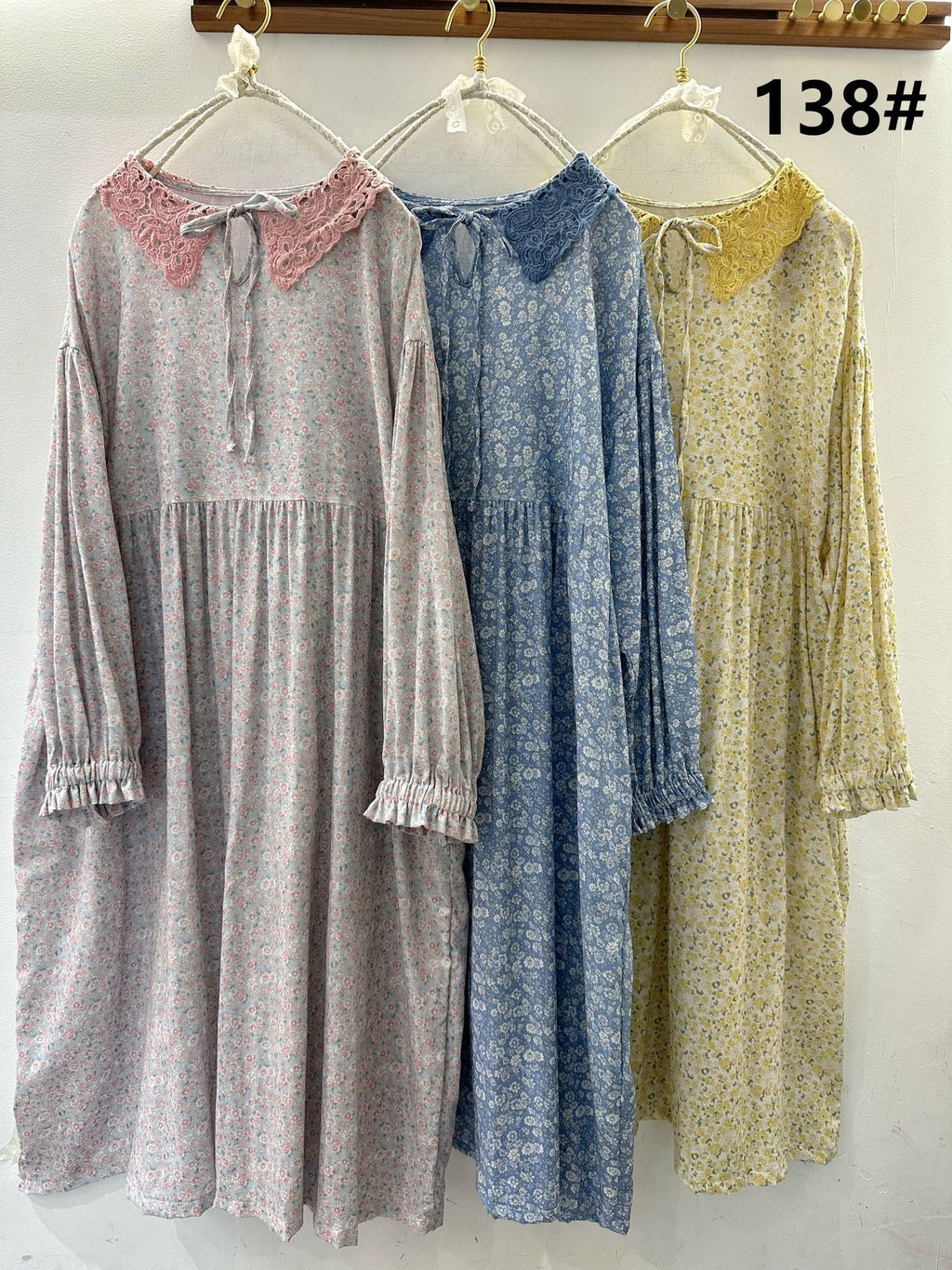 Lace up long sleeved floral dress for women
