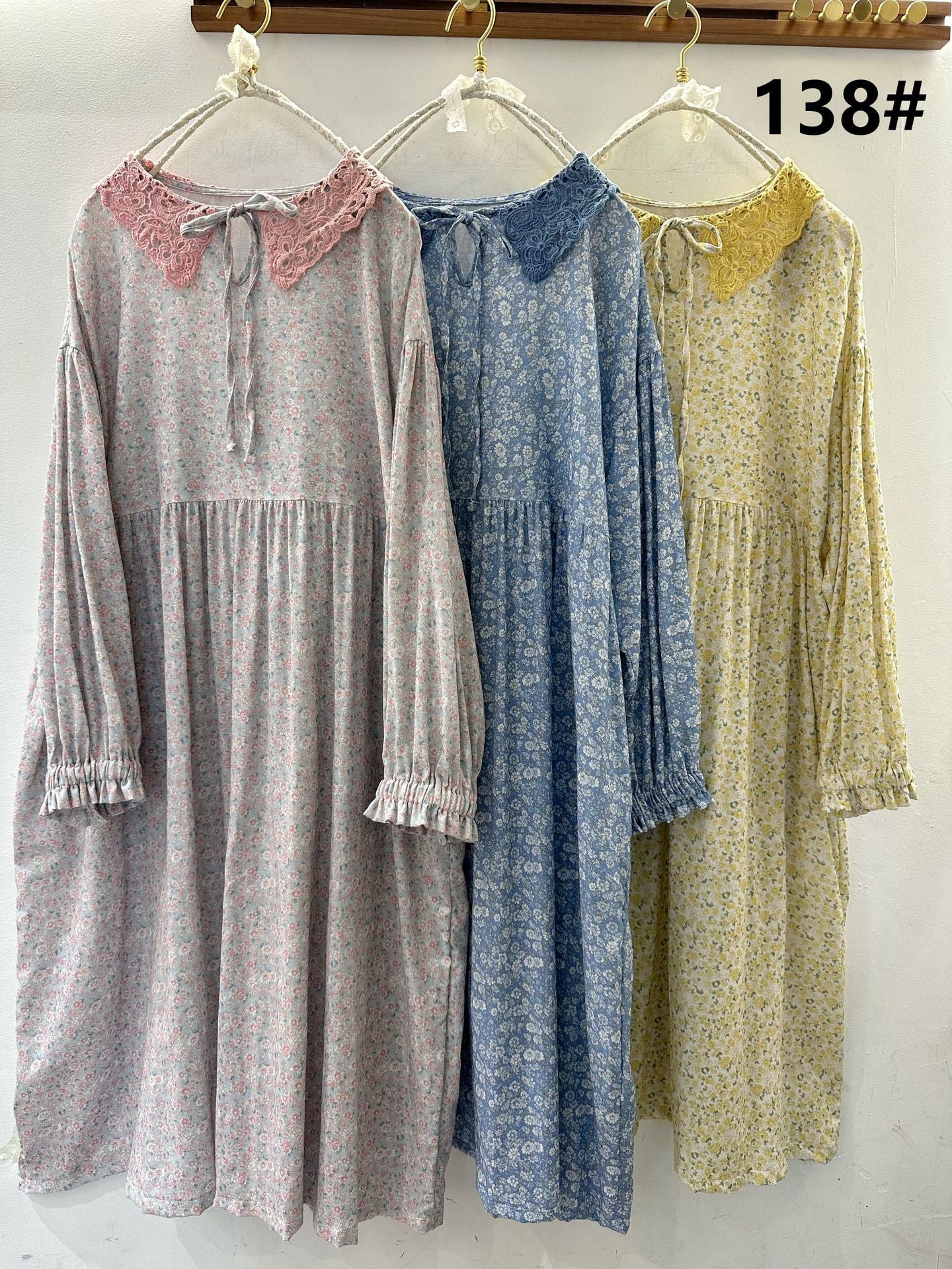 Lace up long sleeved floral dress for women