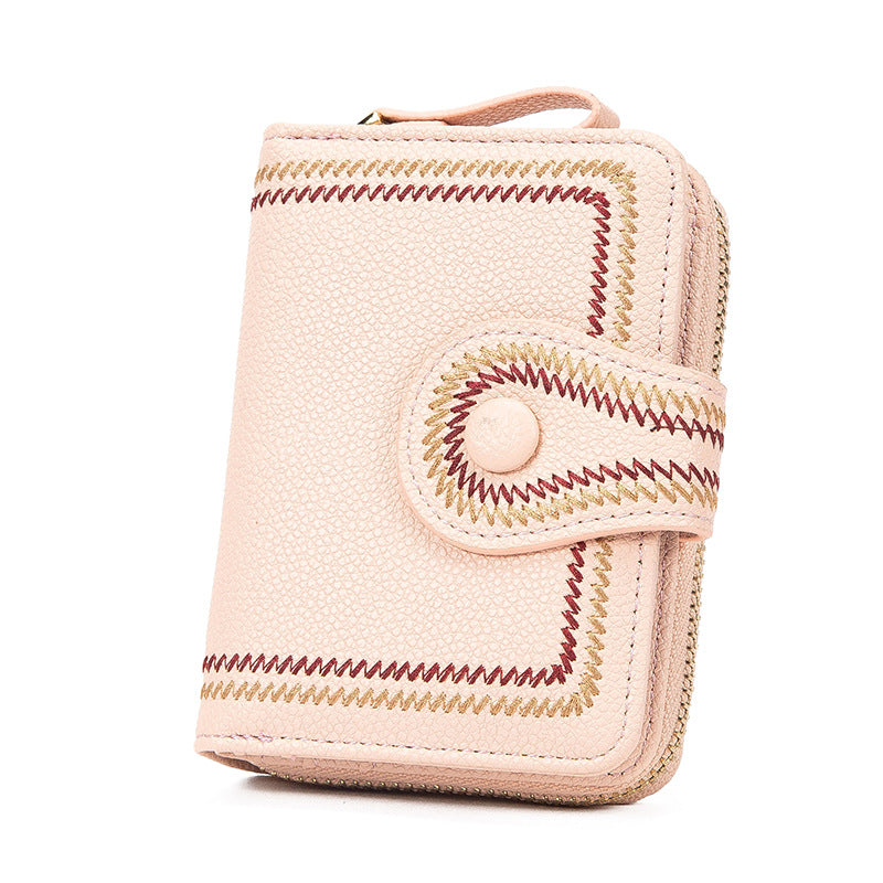 Embroidered Ladies Fashion Short Coin Purse Wallet