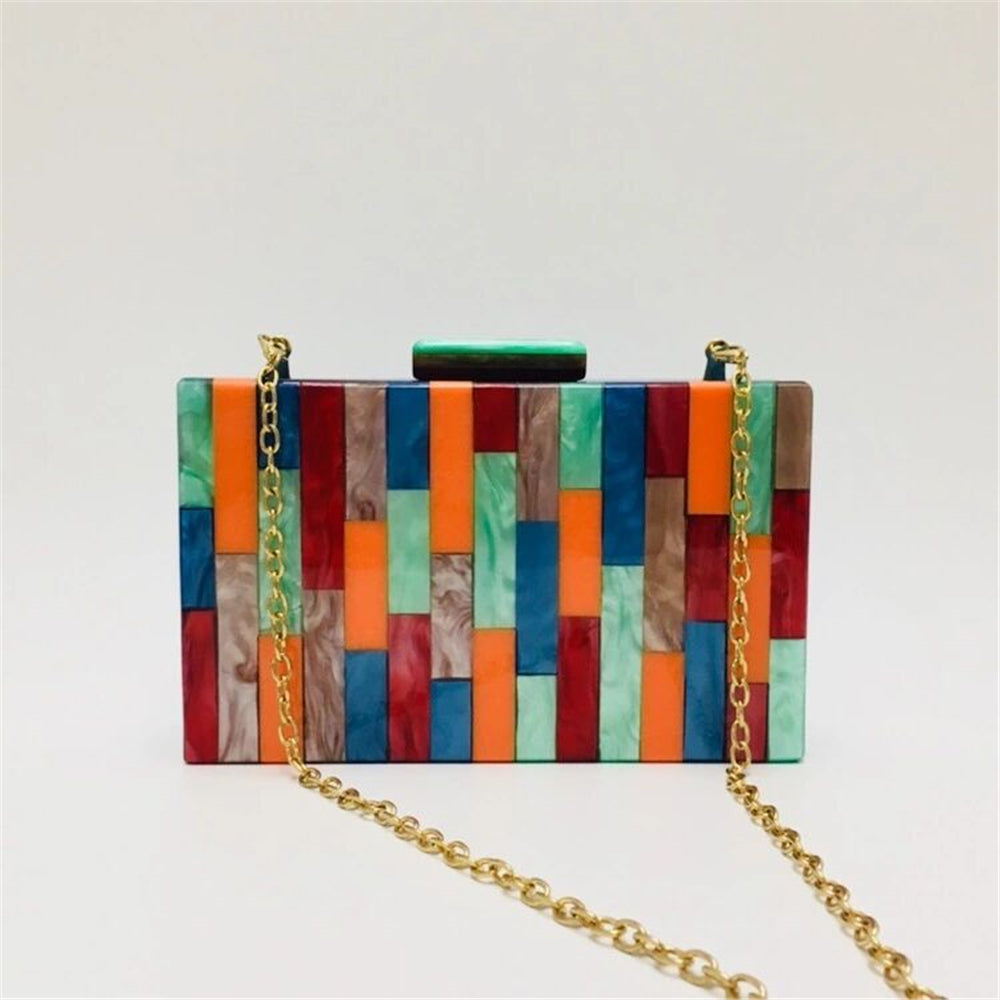 Luxury Multi-Color Acrylic Evening Clutch Purse