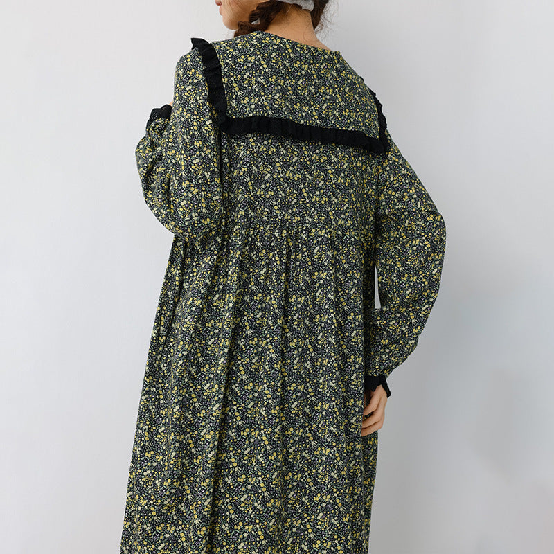 Loose single breasted long sleeved dress