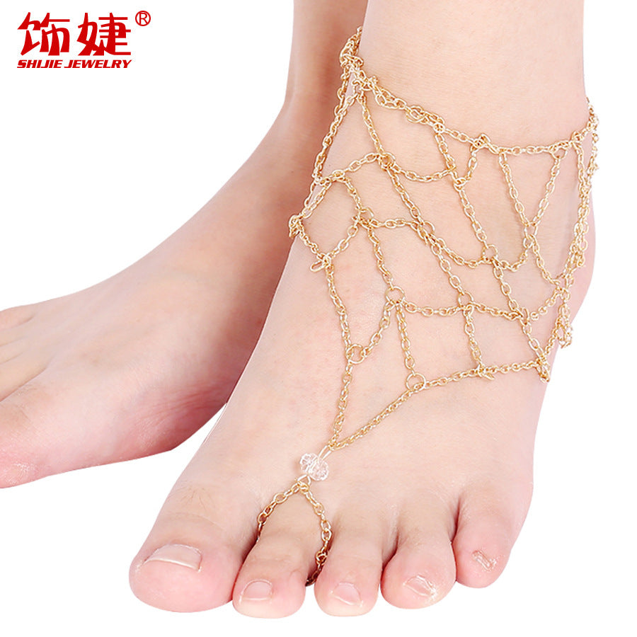 Sexy Fishnet Toe Ring Ankle Chain