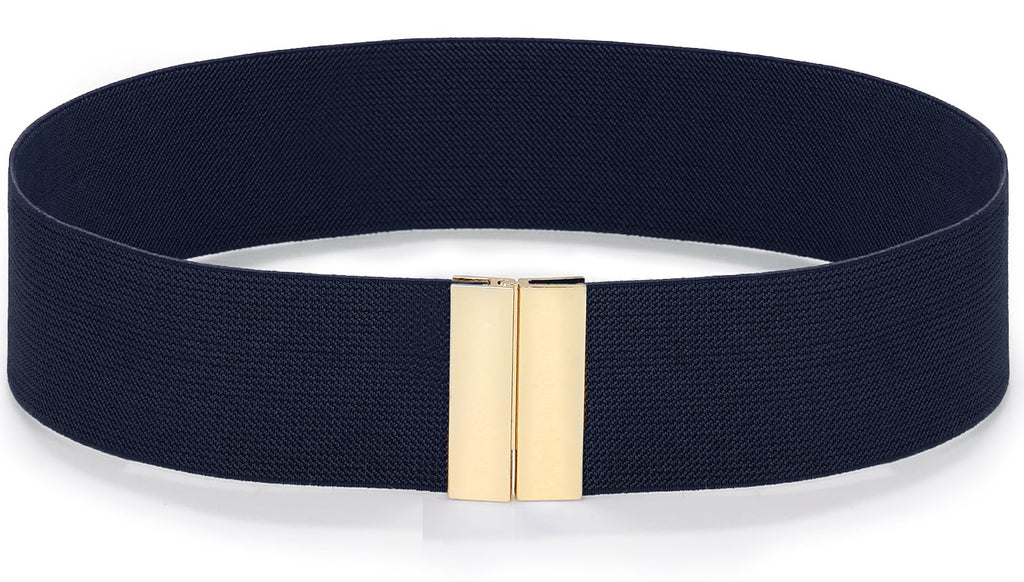 Glamorstar Wide Elastic Stretch Waist Belts for Women Cinch Belt for Dresses Waist 28"-30" Navy