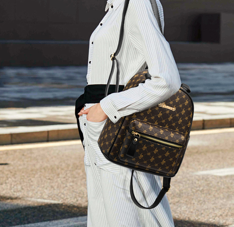 Classic HB-66B2 Backpack with Crocodile Pattern Purse