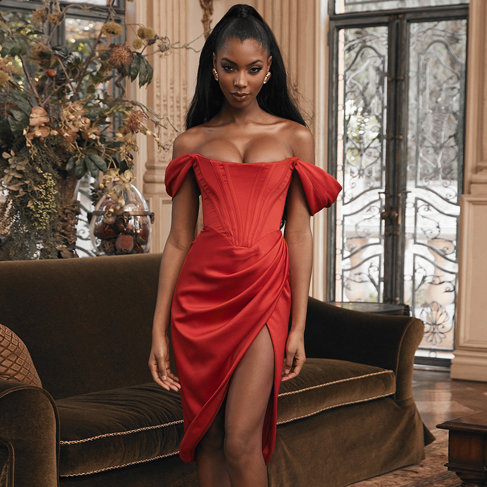 Off-Shoulder Asymmetrical Sexy Split Dress