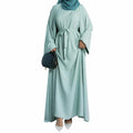 2PCS Womens Muslim Dresses Abaya Islamic Dubai Prayer Dress Robe Long Cardigan Maxi Dress Light Green