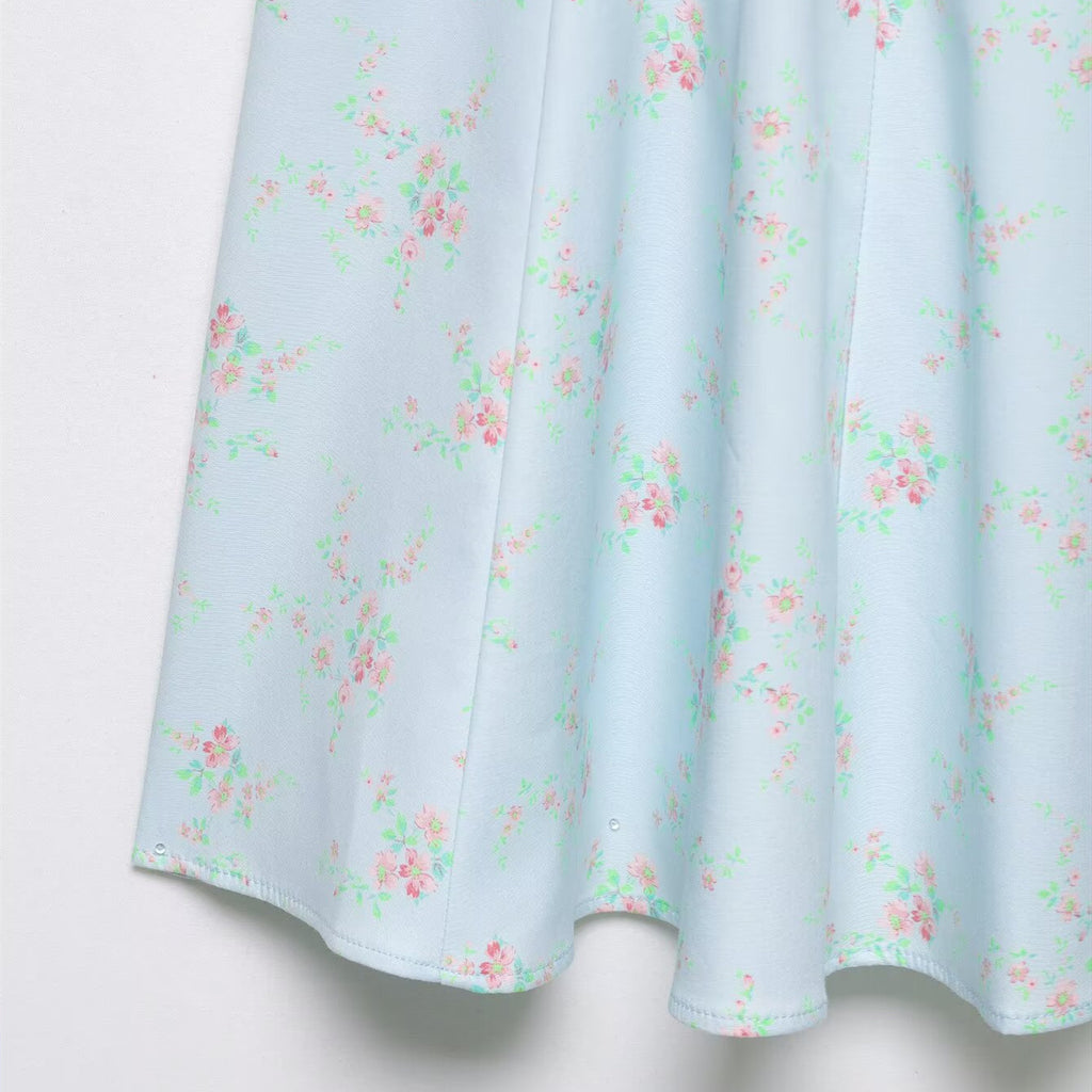 Sweet and spicy floral printed poplin short dress