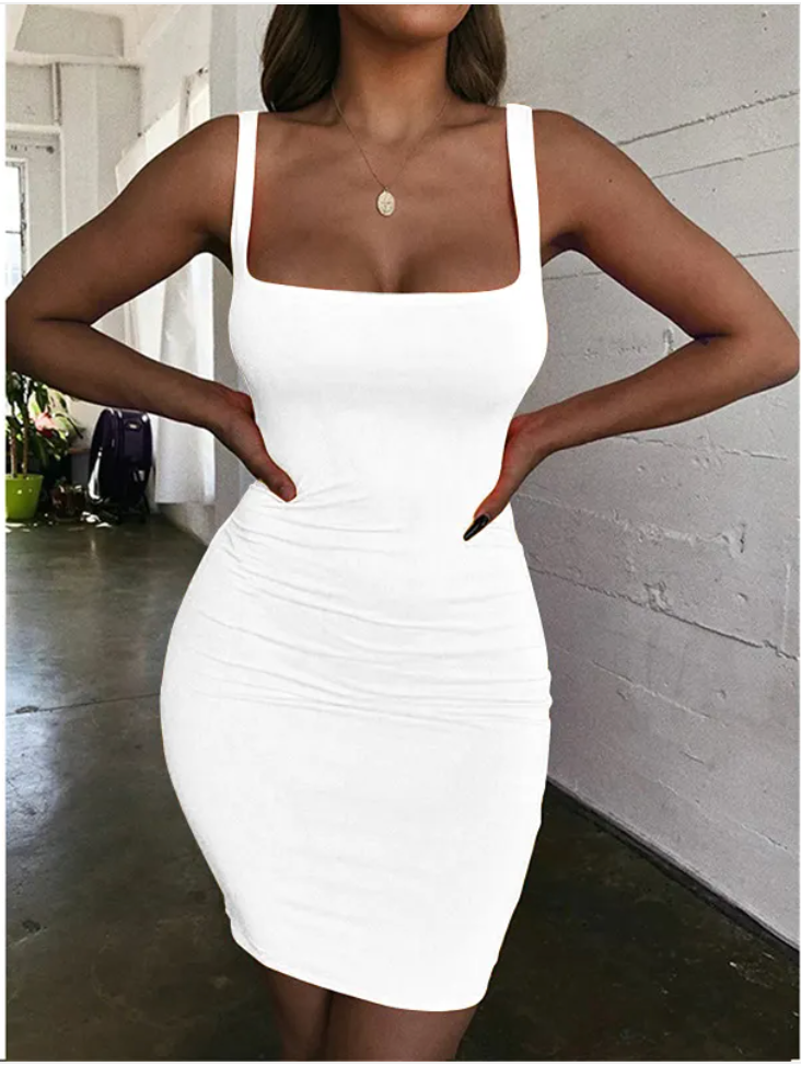 Sexy Solid Color Bodycon Vest Dress