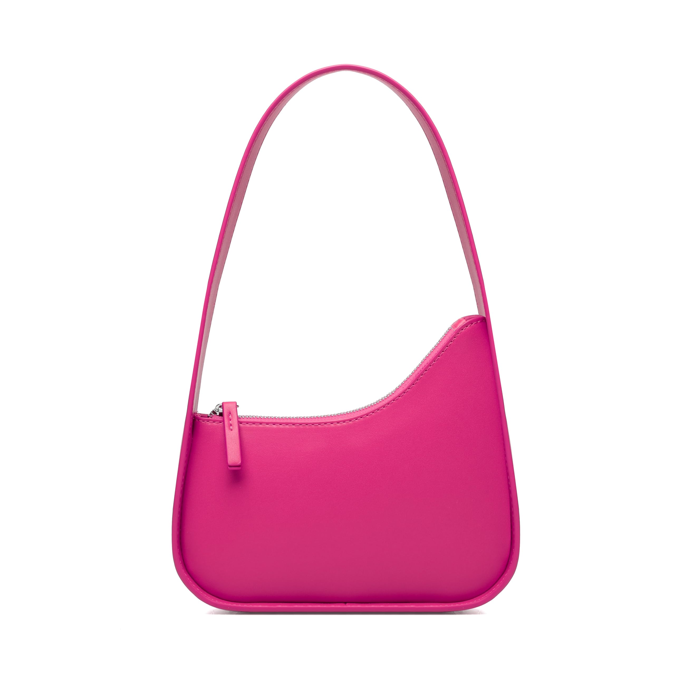 Shoulder Bags for Women Underarm Bag Vegan Leather Trendy Handbag Clutch Purse and Zipper Closure Tote Shoulder Purse (Fushia)