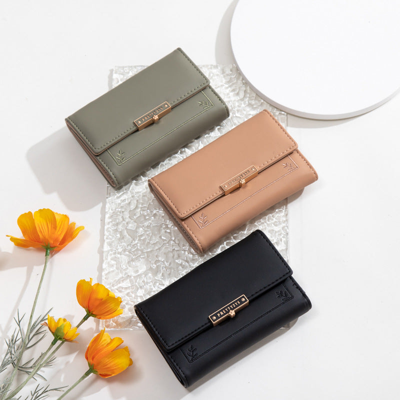 Women's Simple Three Fold Zipper Coin Purse