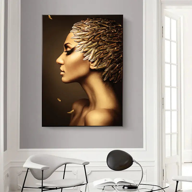 Gold Woman Oil Painting Canvas Art Print (23.6x15.7 in)