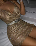 Sexy Deep V Backless Strap Dress