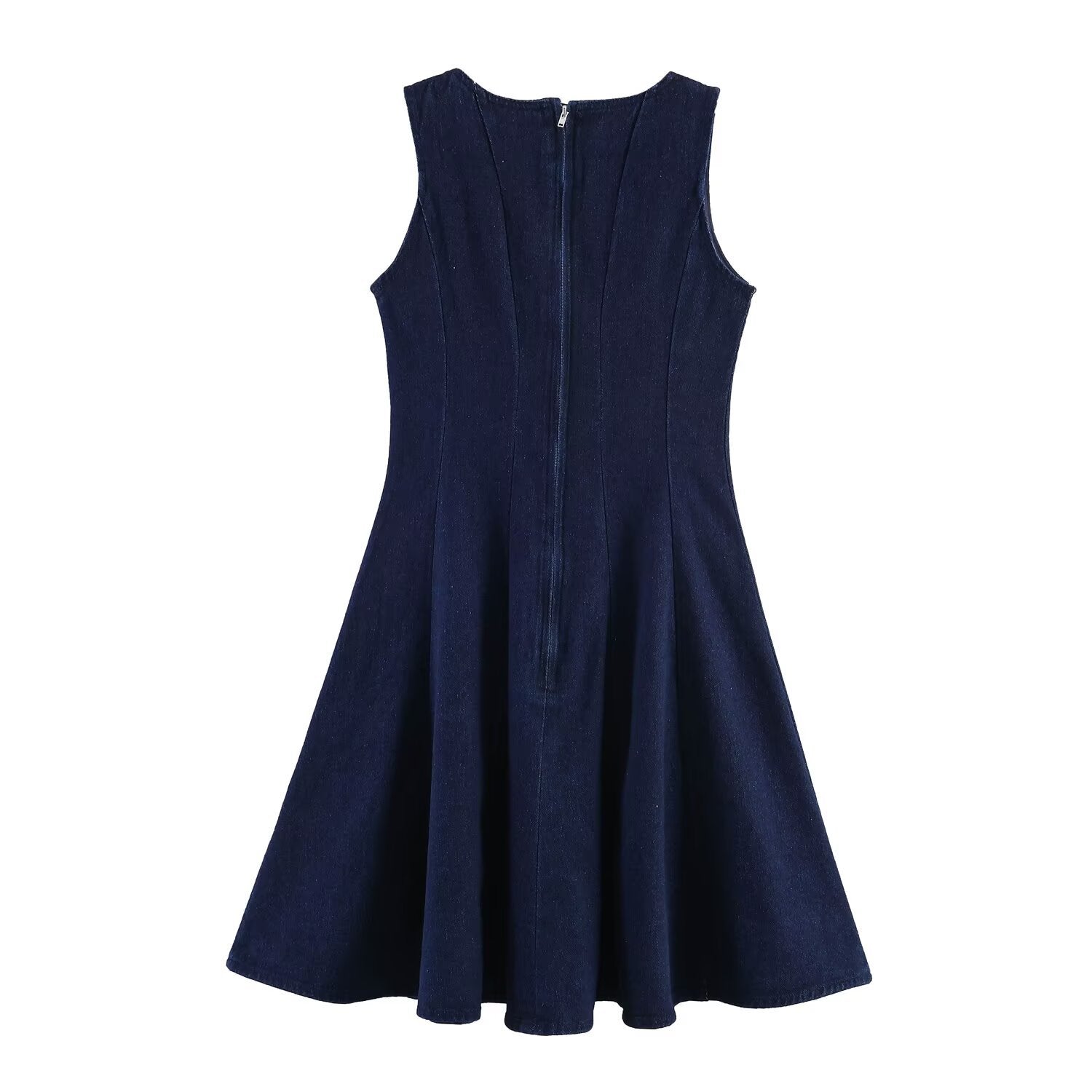 Street sleeveless A-line denim dress