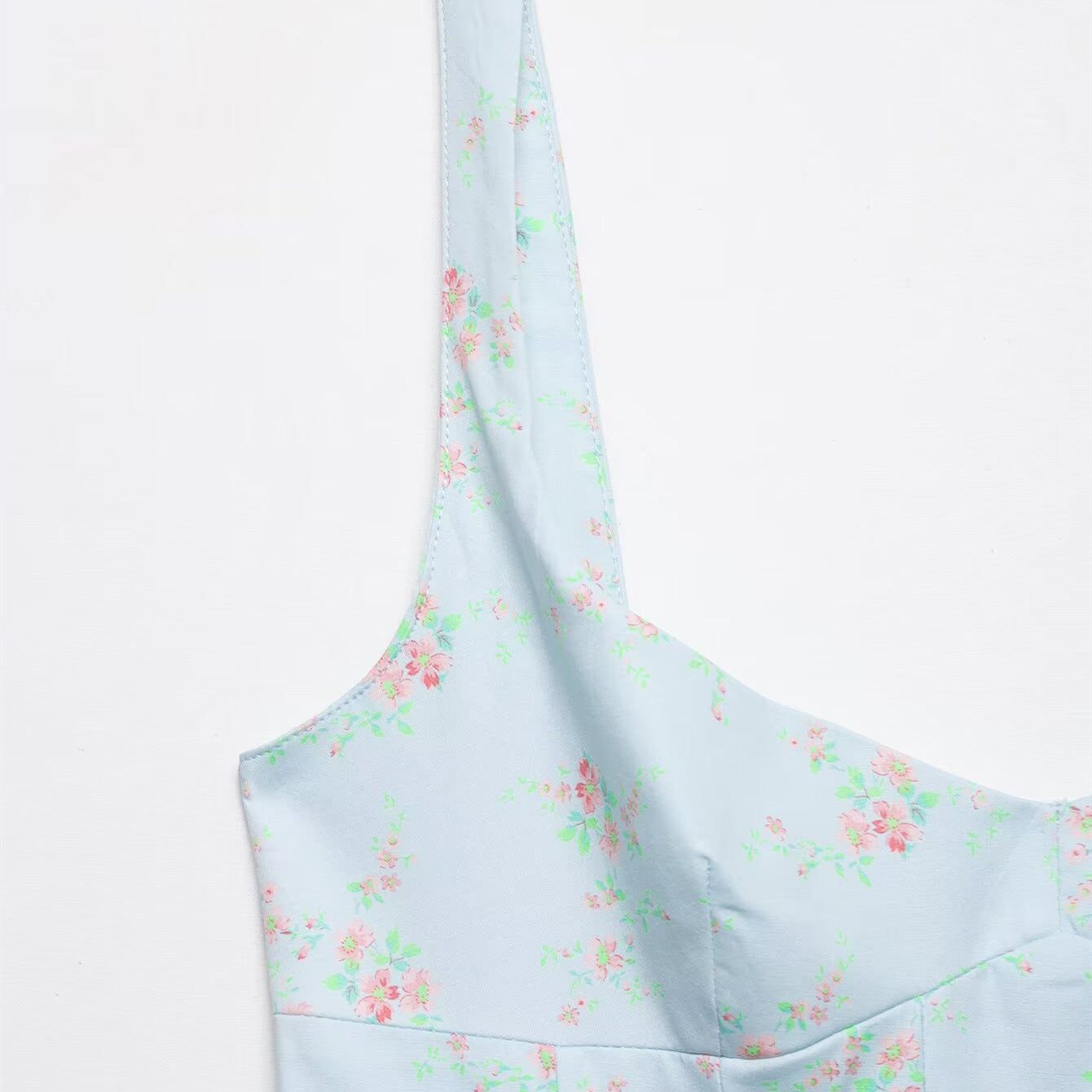 Sweet and spicy floral printed poplin short dress