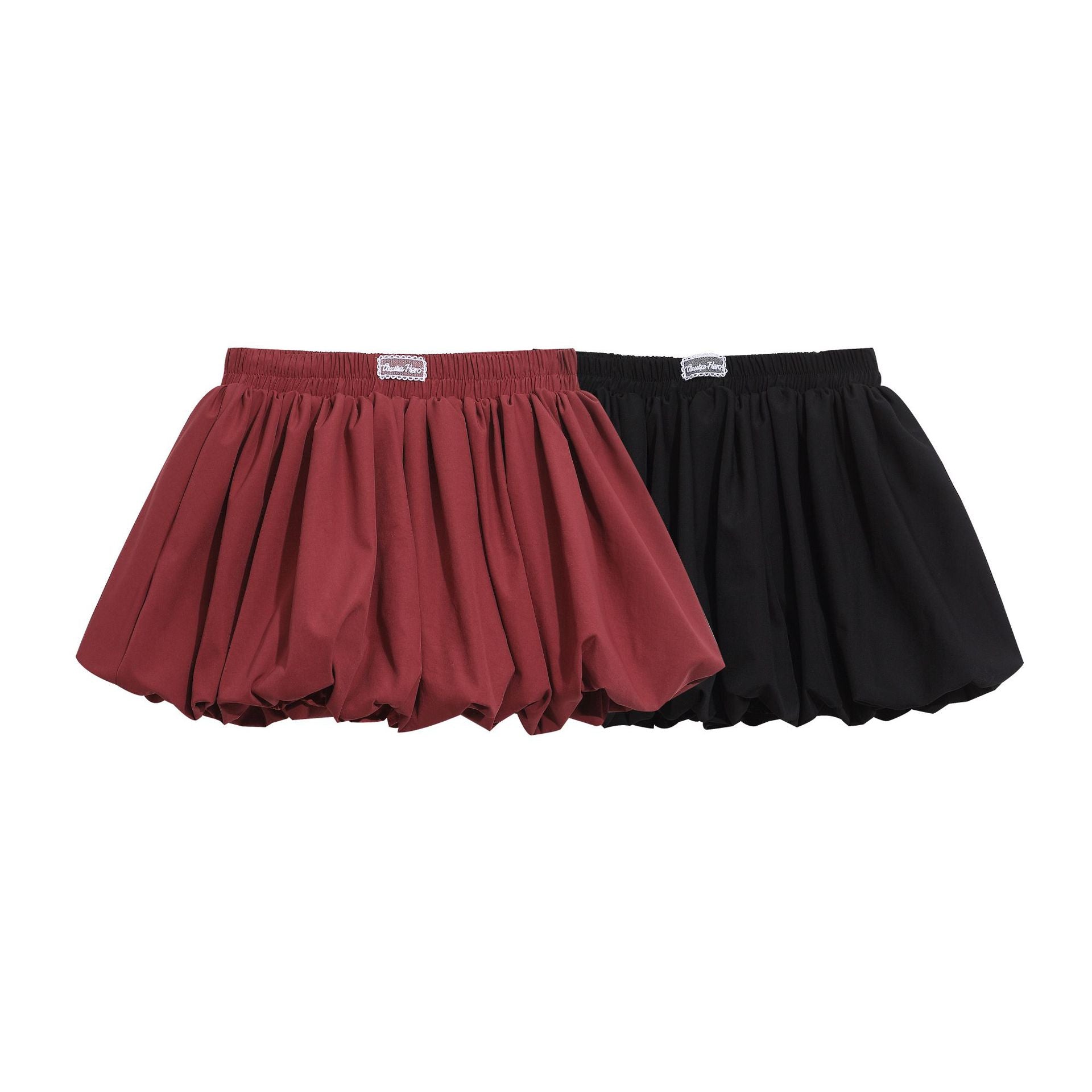 High-Waisted Peplum Puff Skirt Pants for Women Elastic Waist Slim-Fitting Short Skirt
