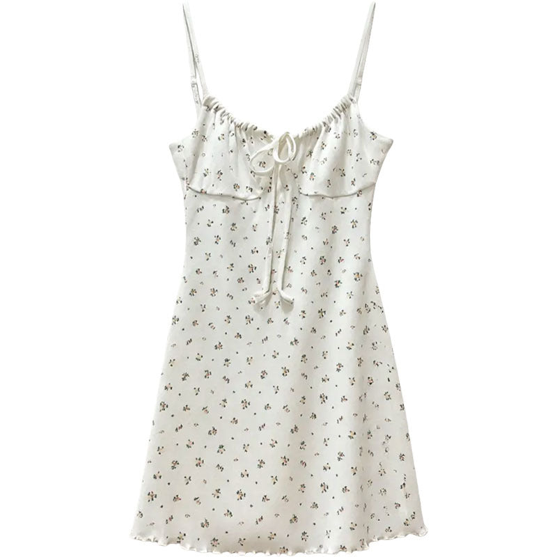 White Floral Tie-Front Strapless Dress for Women, Fitted Bodycon