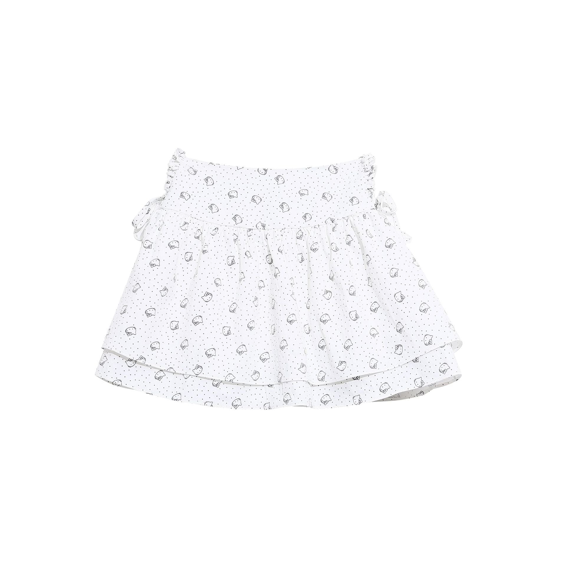 White Polka Dot Cat Patchwork Skirt Pants Side Tie Loose Slimming Sweet Girl Chic Short Skirt