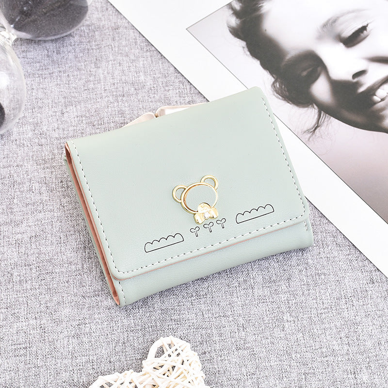 Cute Cartoon Bear Tri-Fold Multifunctional Coin Purse
