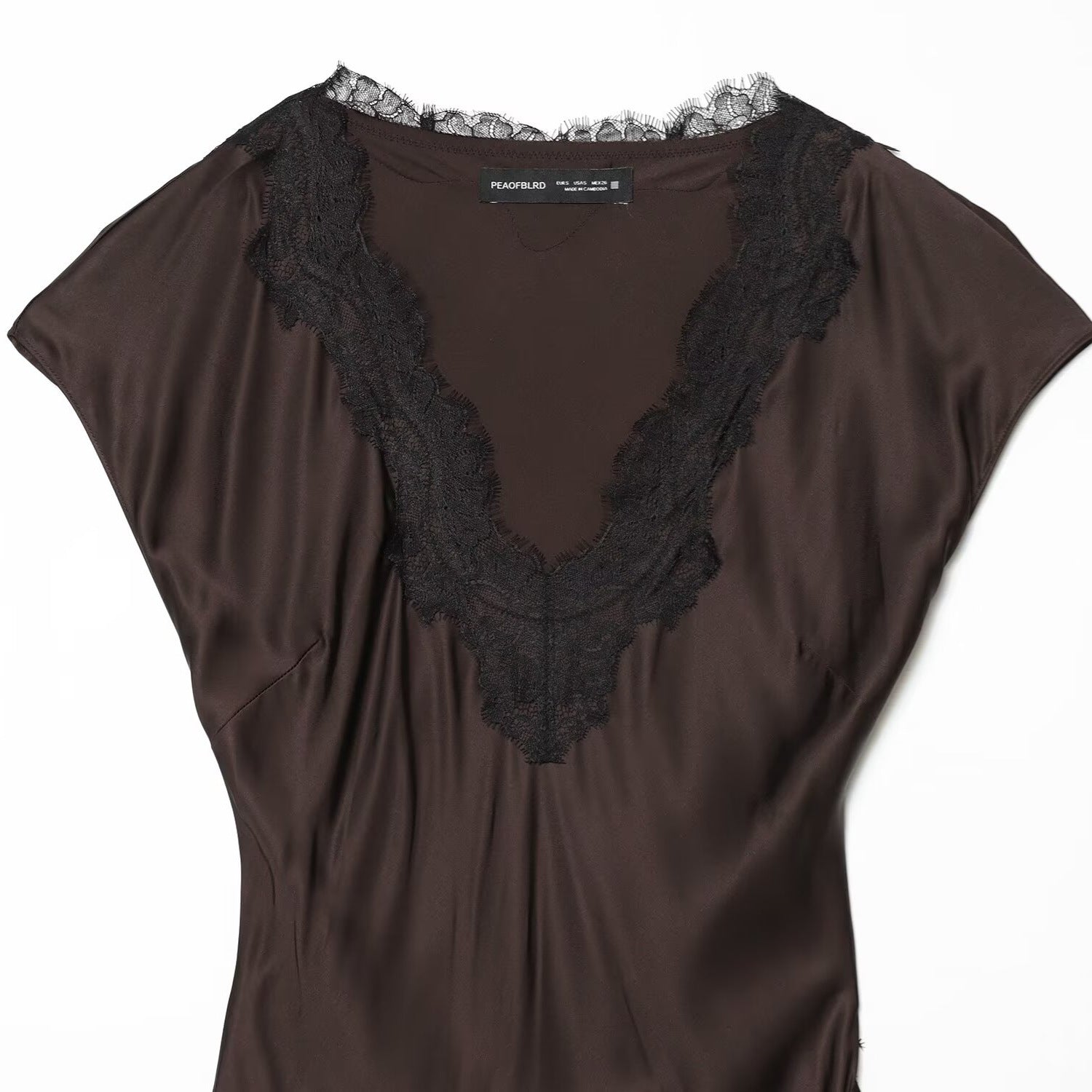 Elegant V-neck short sleeved lace patchwork dress