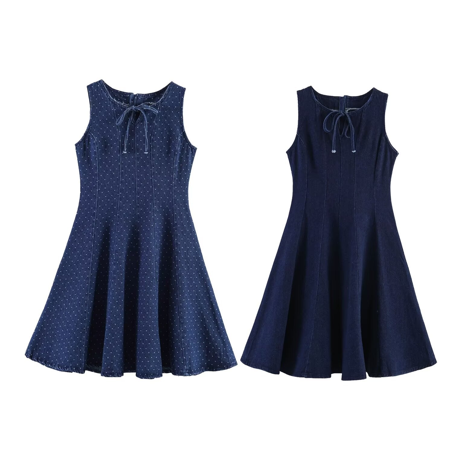 Street sleeveless A-line denim dress