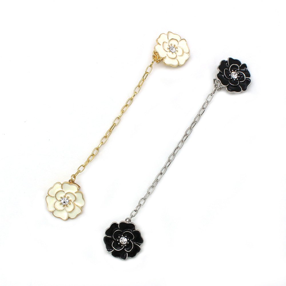 Floral Brooch with Drip Paint and Chain for Dresses