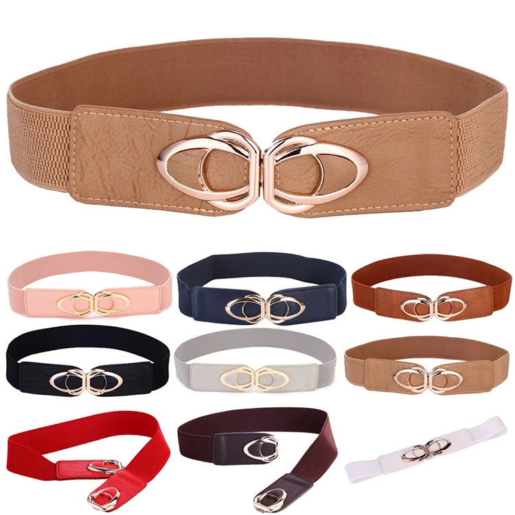 Fashionable PU Leather Wide Elastic Waist Belt for Dresses