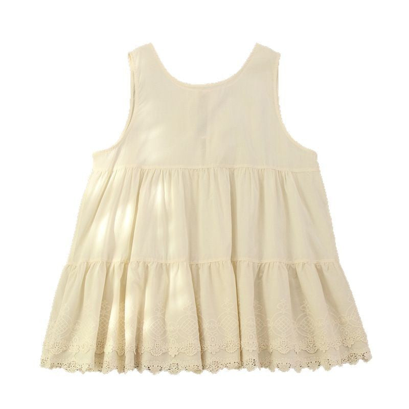 Lace sleeveless vest skirt