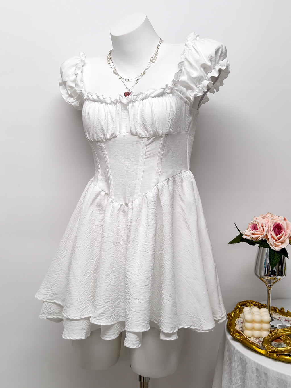 Square neck short sleeved dress