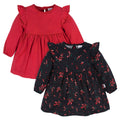Gerber Baby Girls Toddler 2-Pack Long Sleeve Dresses Black Holly Berries 5T