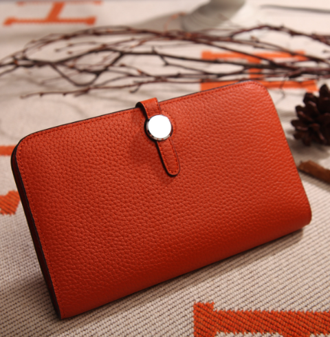 Platinum Purse with Cowhide Lychee Pattern Wallet