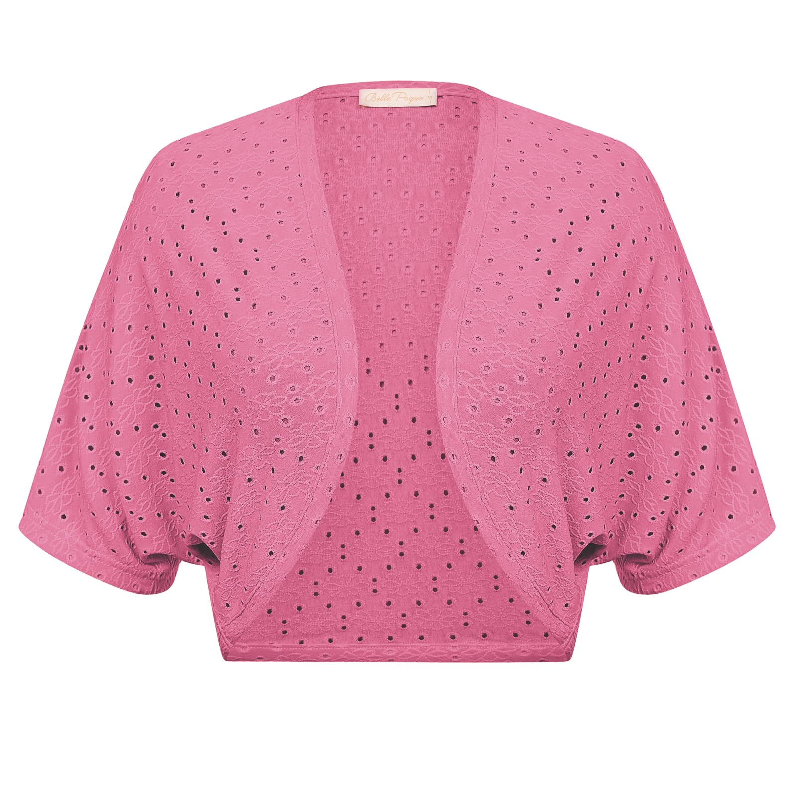 Belle Poque Womens Open Front Pink Cardigan Shrugs Batwing Bolero Jackets for Evening Dresses L