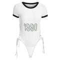 Sexy Cutout Letter Bodysuit with Straps