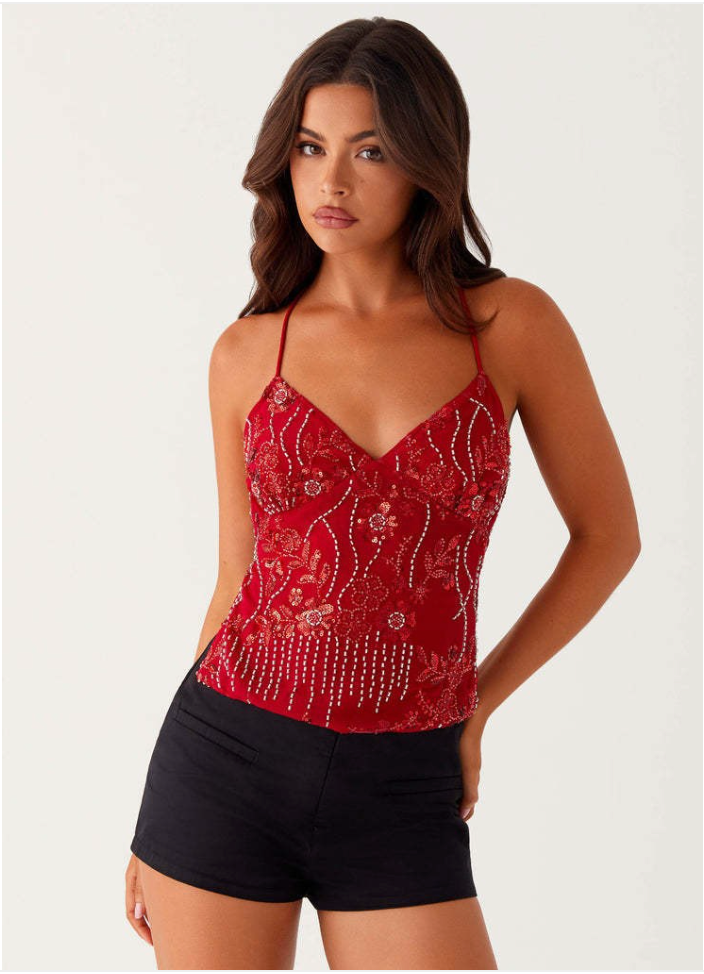Sexy Embroidered Slim Vest Top