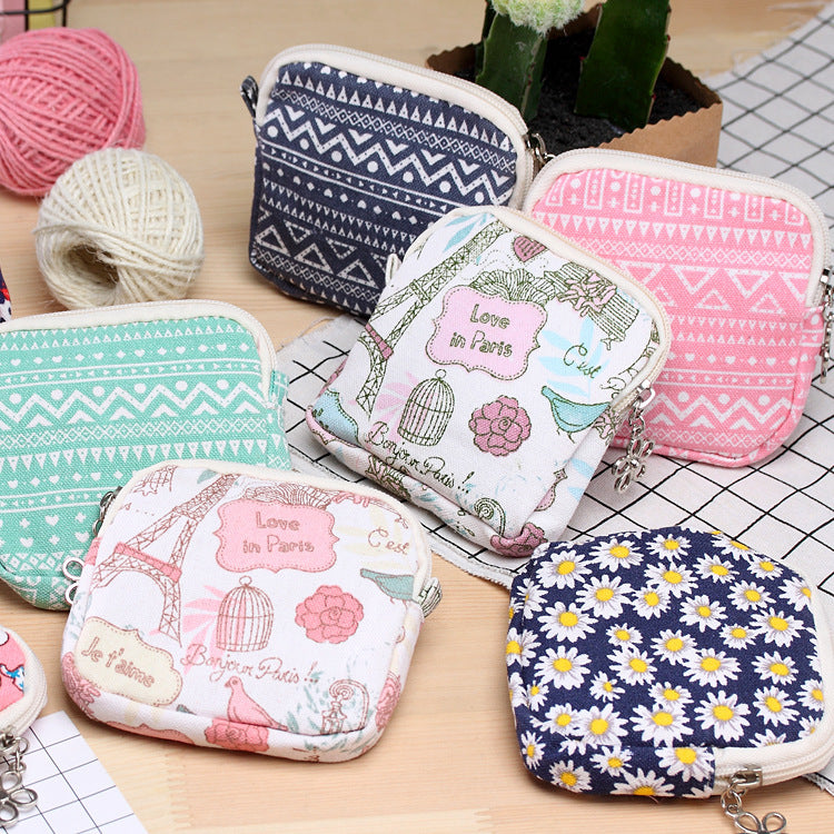 Cartoon Canvas Coin Purse - Portable Women's Wallet