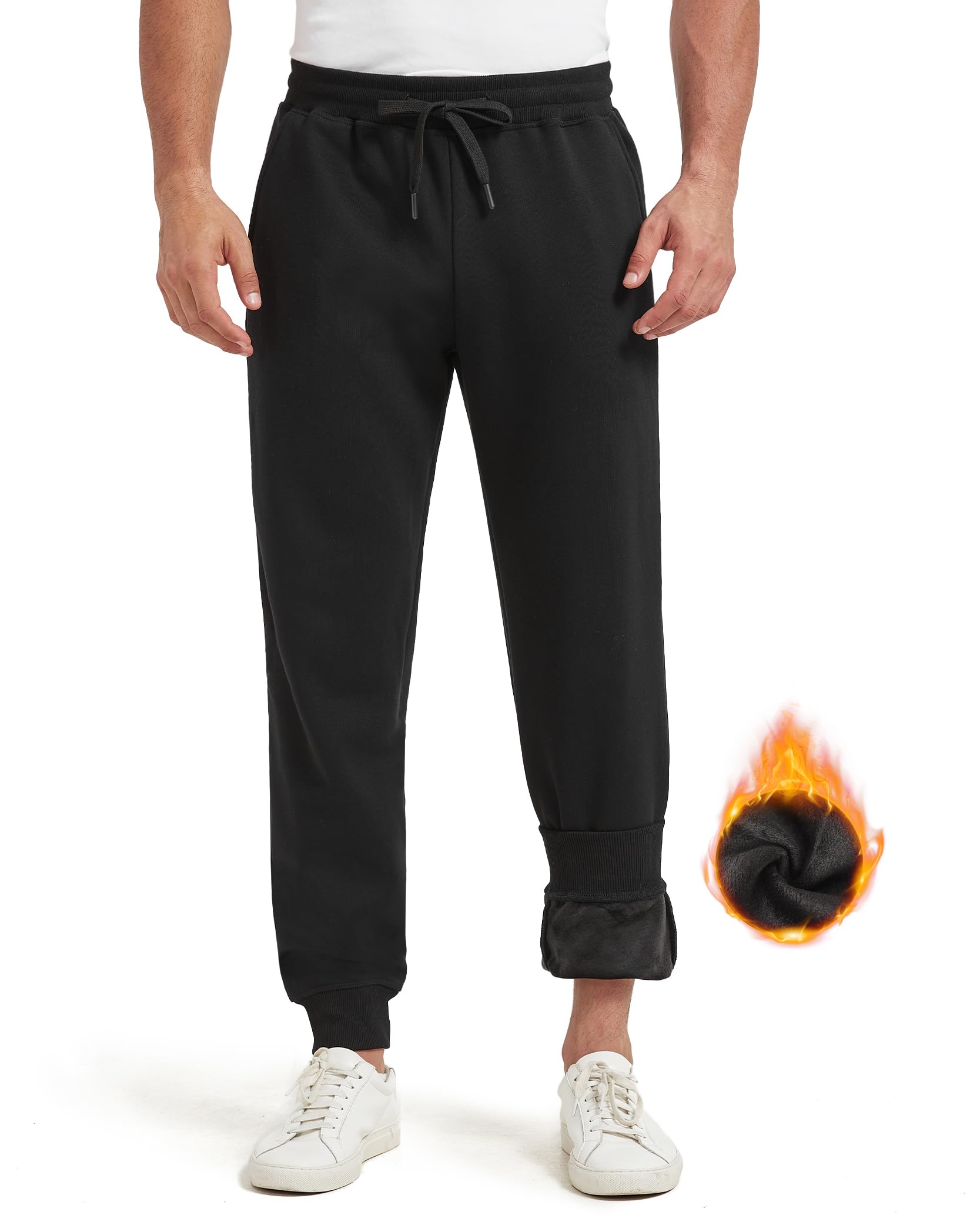 Zylioo Tall Men 34 Inseam Fleece Lined Sweatpants Mens Fleece Sweatpants with Pockets Mens Tall Winter Sweatpants