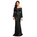 TOLEEN Womens Formal Sequin Bodycon Dresses One Shoulder Elegant Cocktail Party Maxi Dress Black