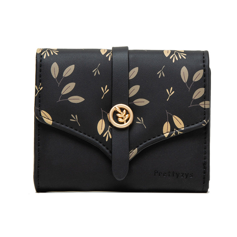 Women's Triple Fold Printed Buckle Purse