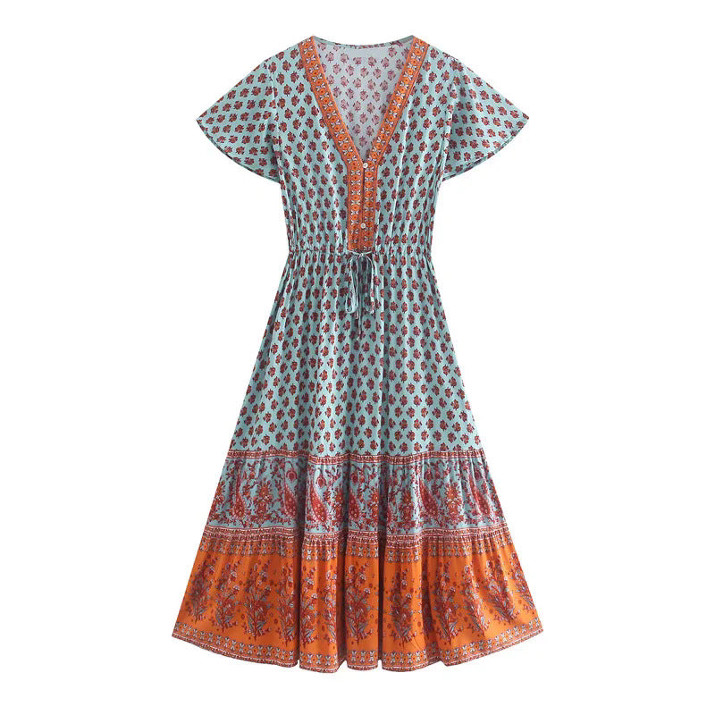 Bohemian positioning cotton dress