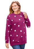 Woman Within Womens Plus Size Printed Sweatshirt - 2X Raspberry Hearts