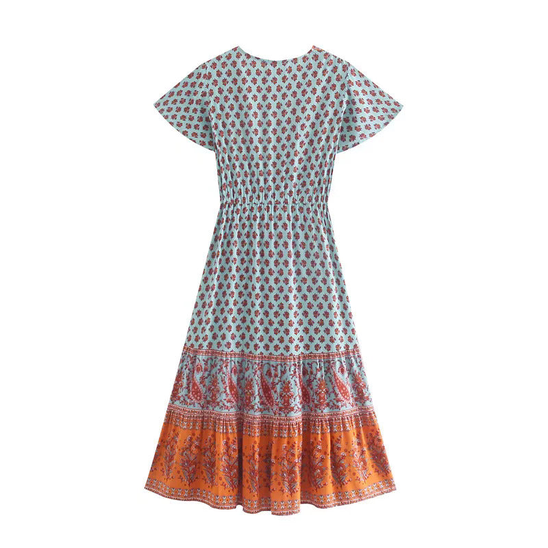 Bohemian positioning cotton dress