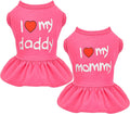 2 Pieces Dog Dresses for Small Dogs Girl Spring Summer Dog Clothes for Chihuahua Yorkie I Love My Mom/Daddy Cute Dog Tutu Skirt Puppy Dresses Pet Cat Apparel (Large)