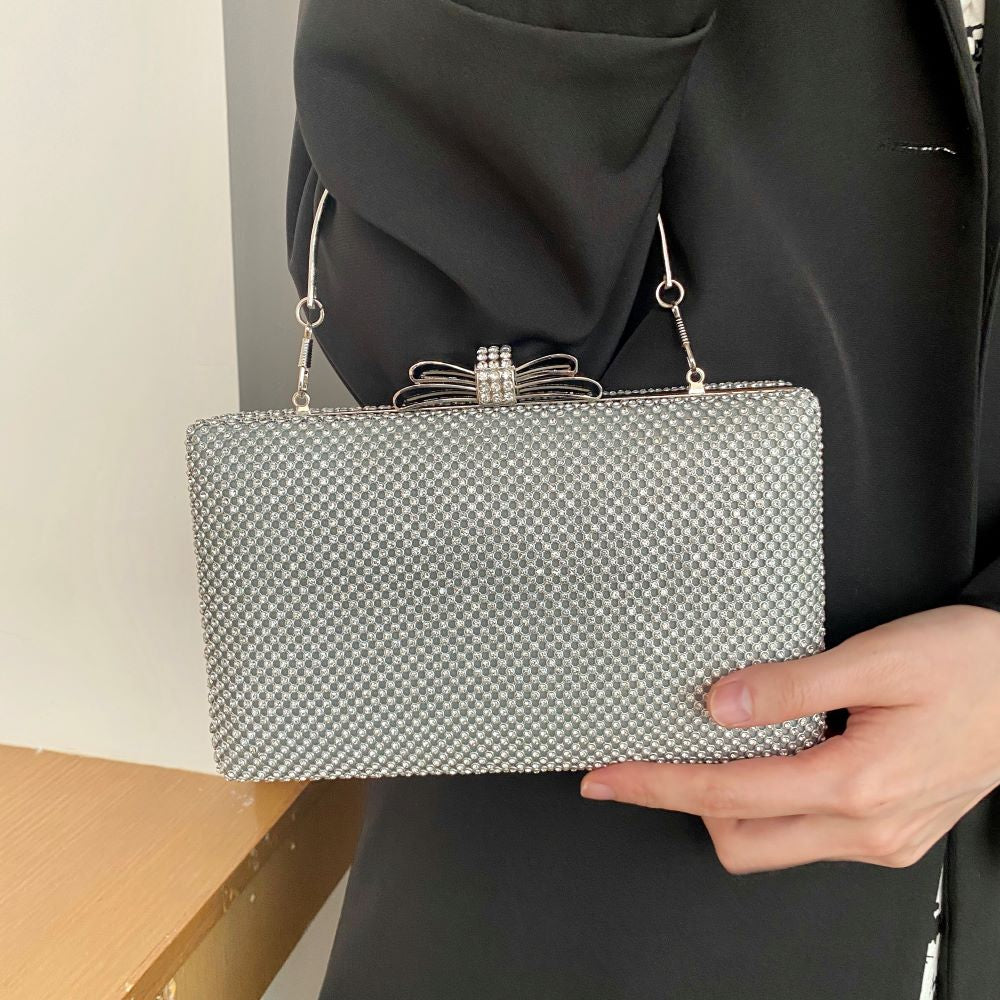 Silver Glitter Evening Clutch Purse for Women