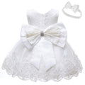 Baby Girls Pageant Lace Dresses Toddler Birthday Party Embroidery Easter Dress with Headwear (White3M)